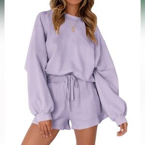 Lavender Long Sleeve Sweatshirt and Shorts Set